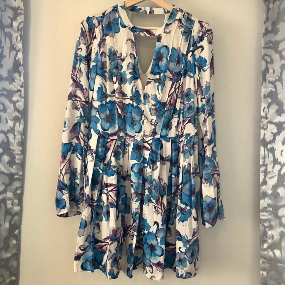 Free People Tegan Keyhole Vneck  Mini Dress